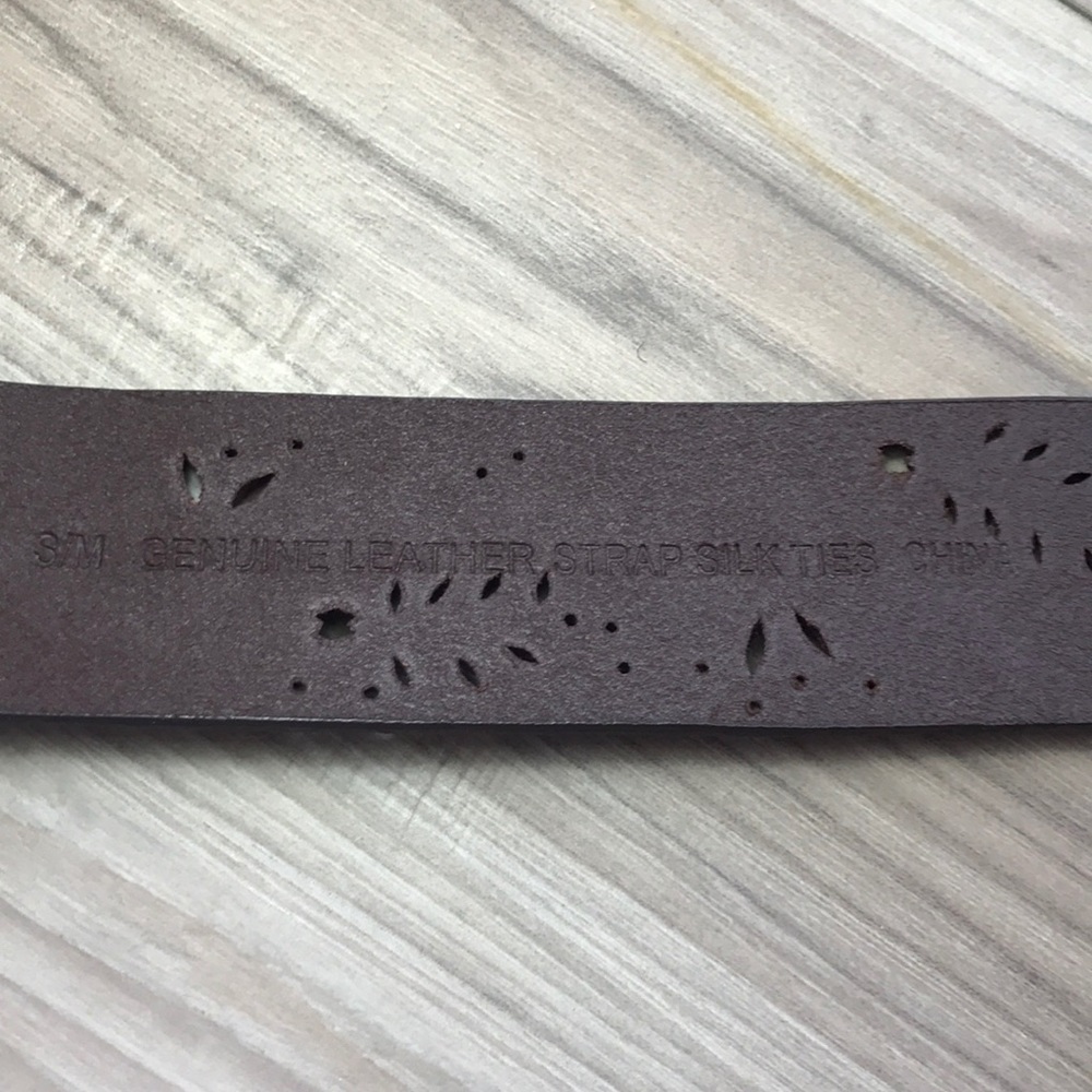 Coldwater Creek Brown Leather Belt w/ Silk Ties - Picture 7 of 8